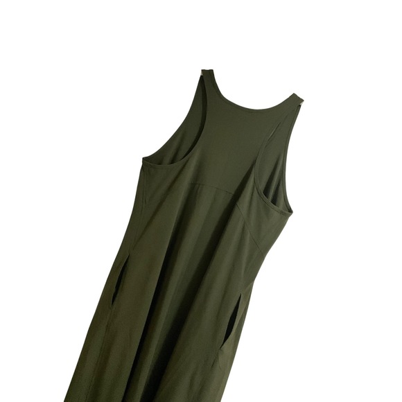 Athleta Olive Flowy Racerback Midi Tank Dress Women Size S Soft Stretch Pockets - Picture 8 of 10